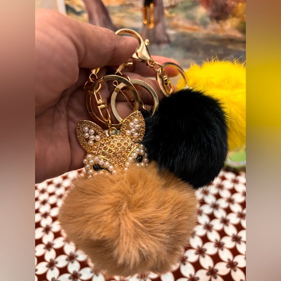 Elegant Gold Keychain with Pom Poms bundle - Picture 1 of 10